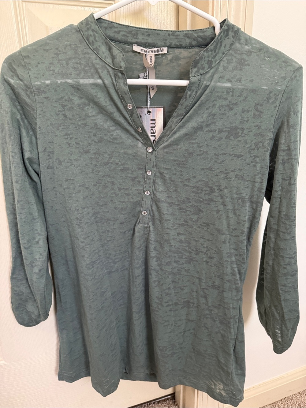 Marsell Light Sage Green Long Sleeve Henley